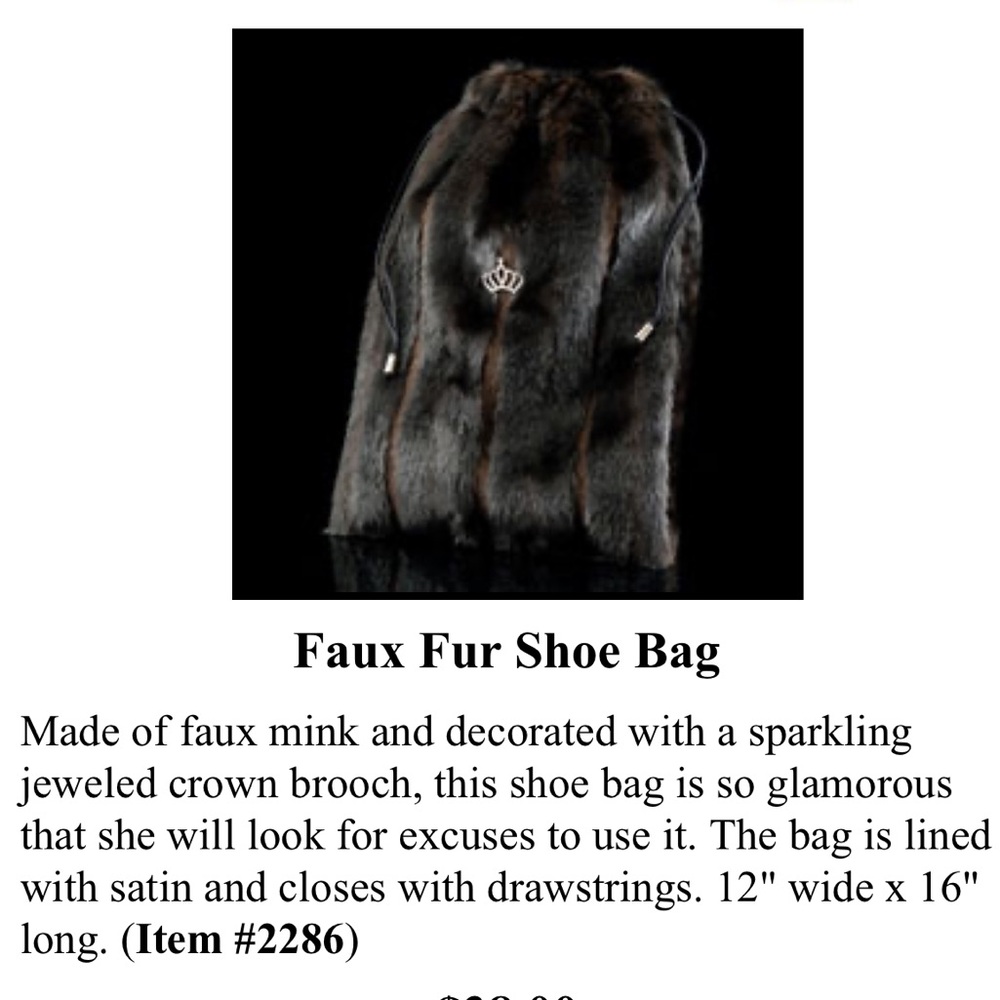 Royal Accessories Faux Mink Shoe bag NWT